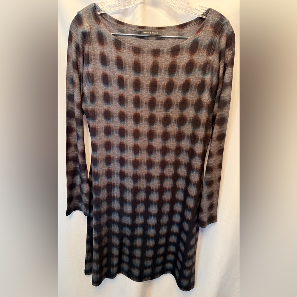 Nally & Millie Women’s Large Long Sleeve Tunic/Dress Gray Black Made in USA
